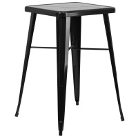 Flash Furniture CH-31330-BK-GG Square Bar Height Table in Black